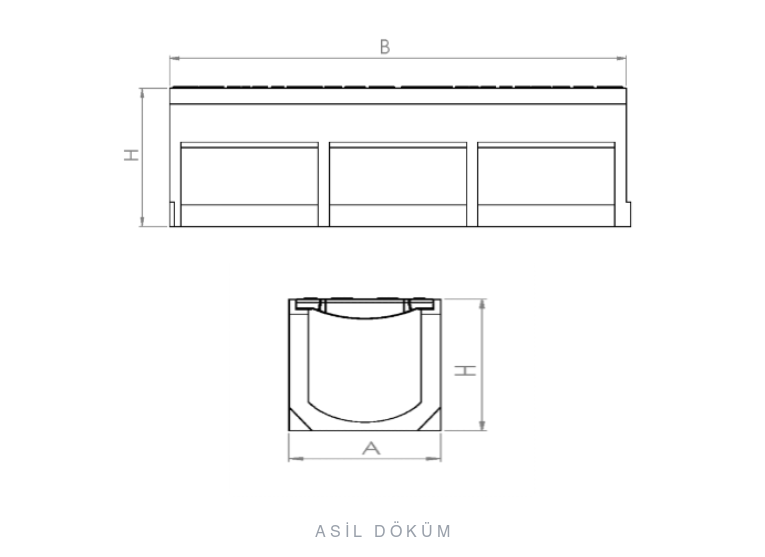 300x1000x300 mm Polymer Drainage Channel — Technical Drawing
